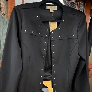 Michael Kors Black Open-Front Studded Blazer